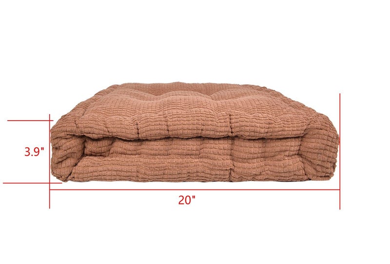 ChezMax Floor Pillow & Cushion, Large Meditation Chair Cushions, Thick Square Seat Pad, Soft Velvet Tufted Seating Pouf for Indoor/Outdoor Yoga Bench Rocking Chair Room Tatami Sofa, Brown 16" x 16" - Image 2