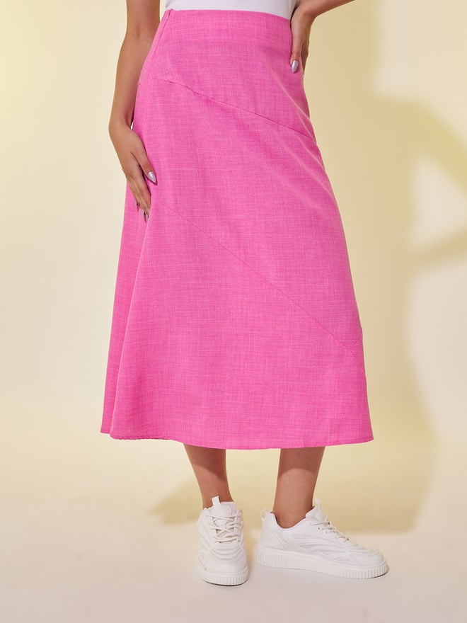 Take Two Take Two Plain Side Zipper A-Line Midi Skirt  - Image 2