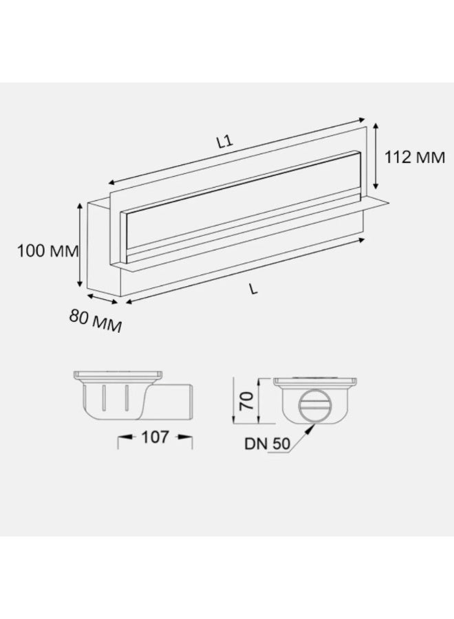 Pura Wall Drain 60cm Stainless Steel 304 Lateral Outlet 50mm 48L/min High Flow Shower Wall Mounted Drainage System with O-Ring Seal Trap Anti Odor Hair Filter Bathroom Grates - Image 5
