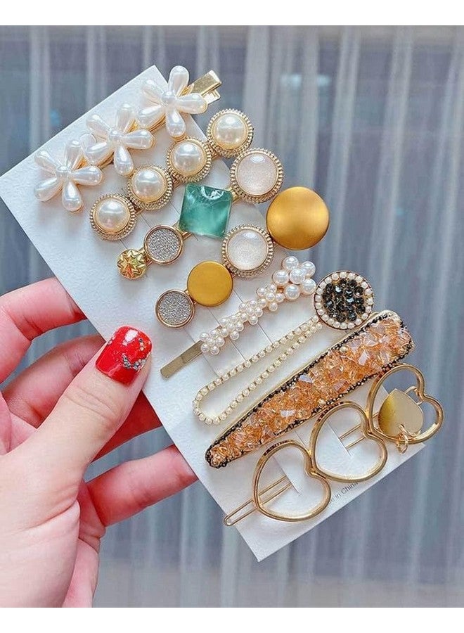 CHRONEX 8 Piece Korean Style Pearl Metal Hair clips, Plastic Pearl Barrettes Hairpin for Women, Hair Claw, Synthentic Hair Extension for Womens - Image 1