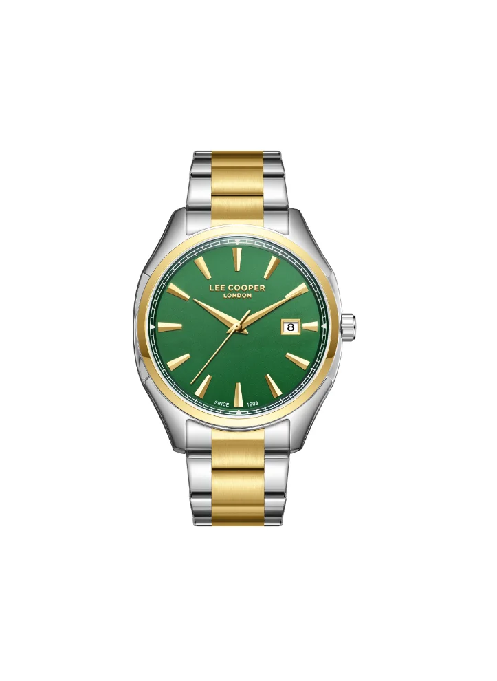 لي كوبر LEE COOPER LC08007.270 Men's Analog Display Watch & Metal Strap Silver/Gold