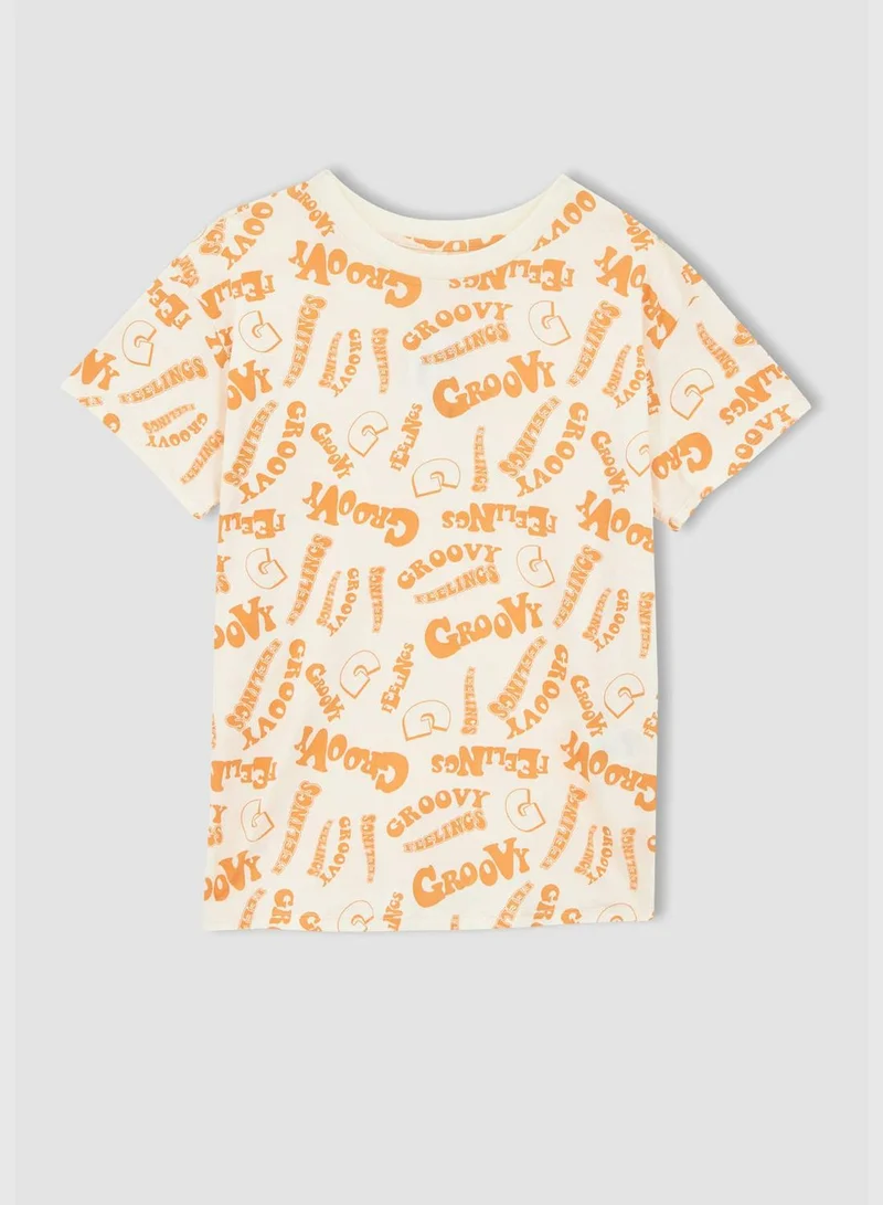 ديفاكتو Regular Fit Short Sleeve Printed T-Shirt