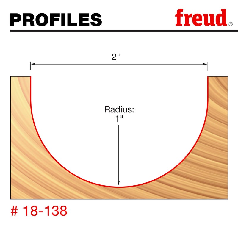 Freud 18-138: 1" Radius Round Nose Bit with 1/2" Shank - Image 2