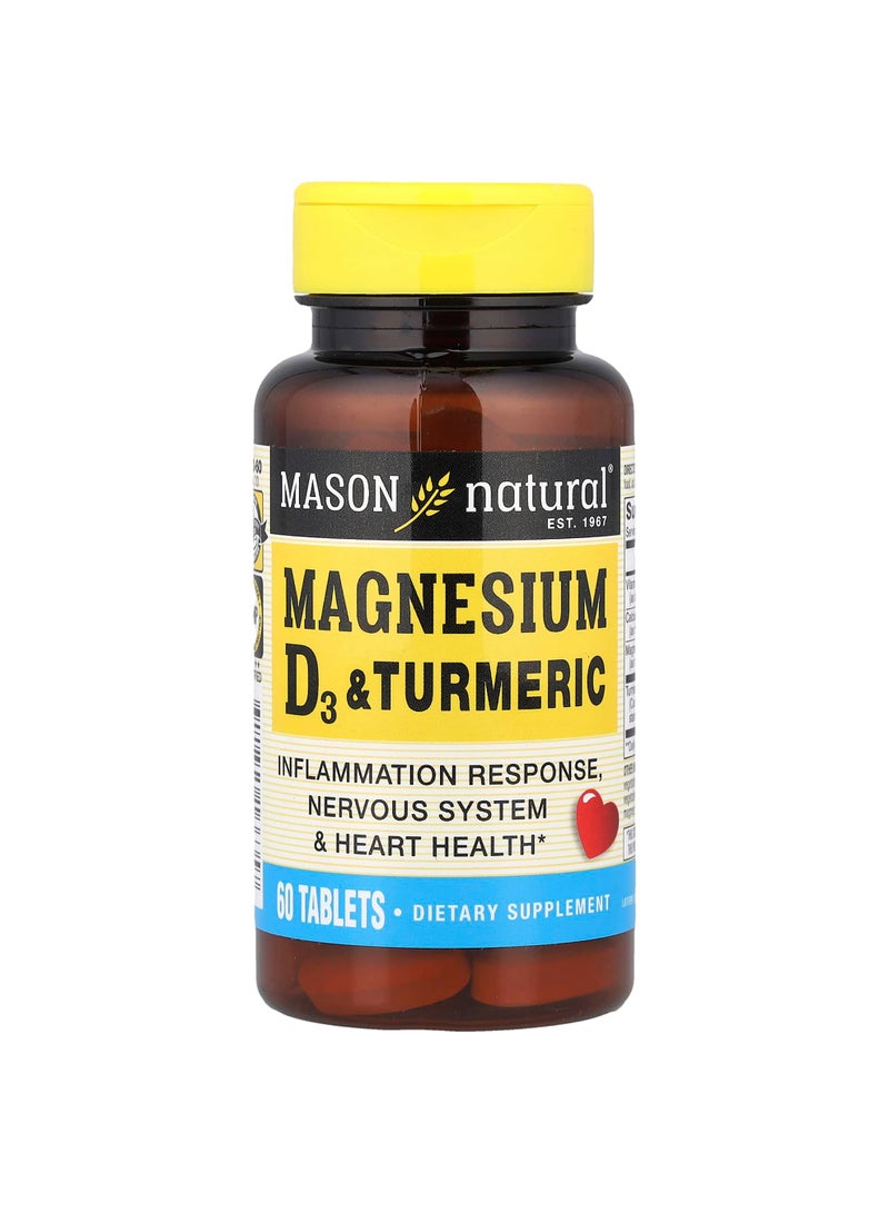 Magnesium, Vitamin D3 & Turmeric, 60 Tablets