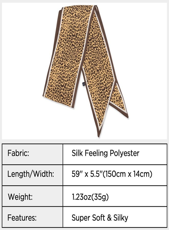 vimate Satin Hair Scarf - Women's Brown Leopard Scarf Silk Headband Neck Scarves for Business Party Travel (Style 12) - Image 3