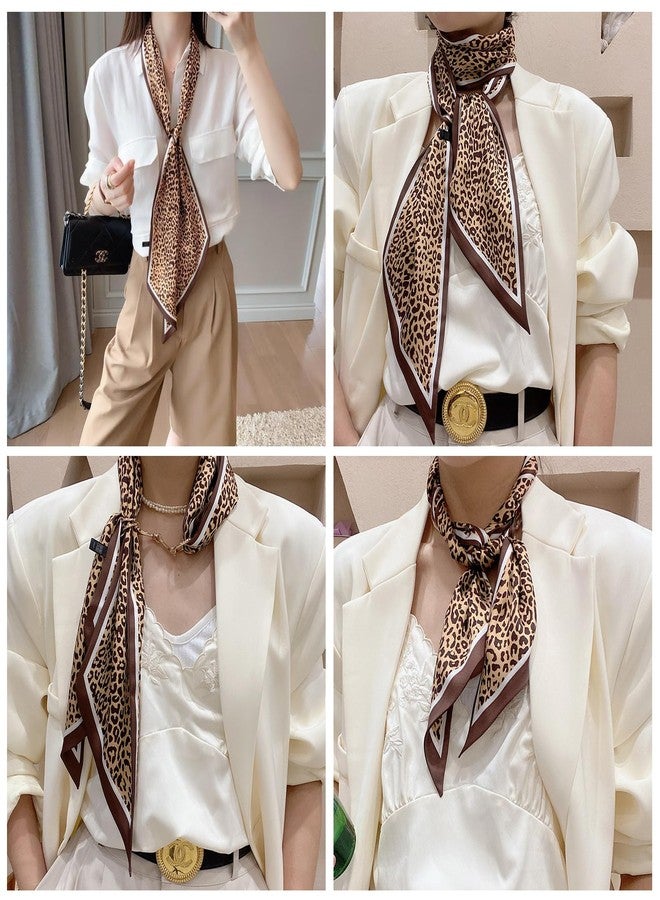 vimate Satin Hair Scarf - Women's Brown Leopard Scarf Silk Headband Neck Scarves for Business Party Travel (Style 12) - Image 4