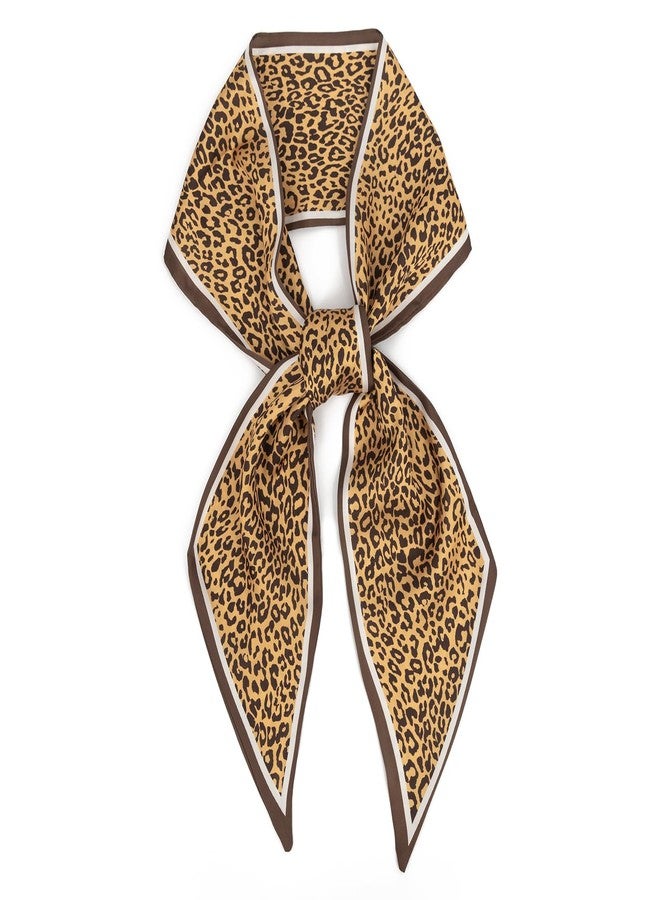 vimate Satin Hair Scarf - Women's Brown Leopard Scarf Silk Headband Neck Scarves for Business Party Travel (Style 12) - Image 1