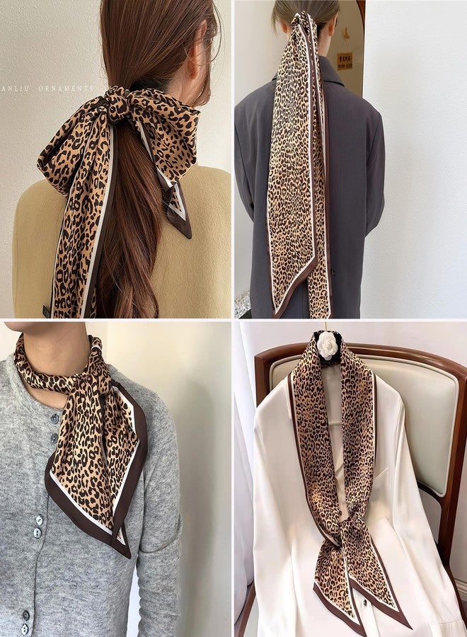 vimate Satin Hair Scarf - Women's Brown Leopard Scarf Silk Headband Neck Scarves for Business Party Travel (Style 12) - Image 5