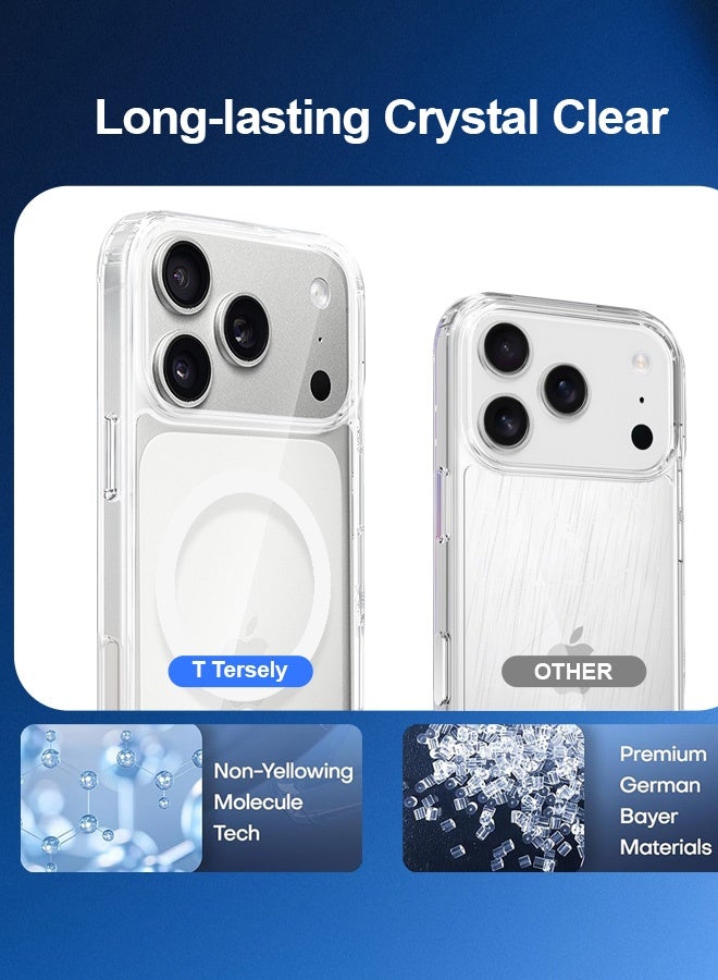 Tersely Crystal Case Cover for iPhone 17 Pro 6.3-inch, Compatible with MagSafe, Scratch-Resistant Back, Anti-Scratch Clear Back Magnetic Slim - Image 5