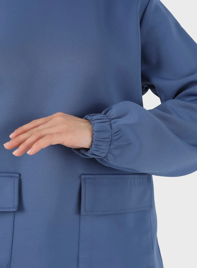 Benin by modanisa Pocket Detail Top & Skirt Set