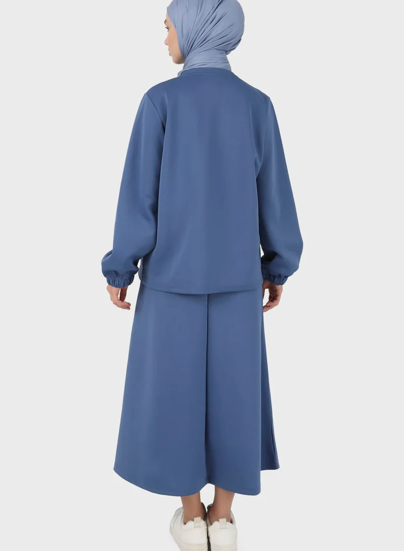 Benin by modanisa Pocket Detail Top & Skirt Set
