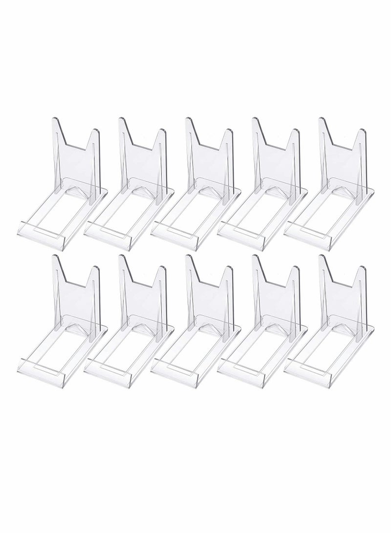 10 Clear Acrylic Display Stands for Pictures and Plates Mini Easels Perfect for Home Office and Party Decorations - Image 1
