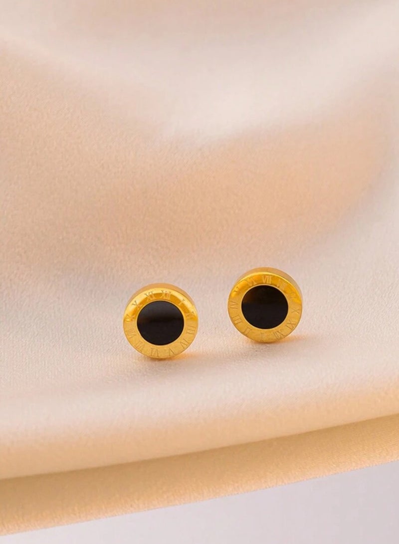 جوليري بالاس حلق نسائي انيق من الاستانلس ستيل مطلي باللون الذهبي عيار ١٨