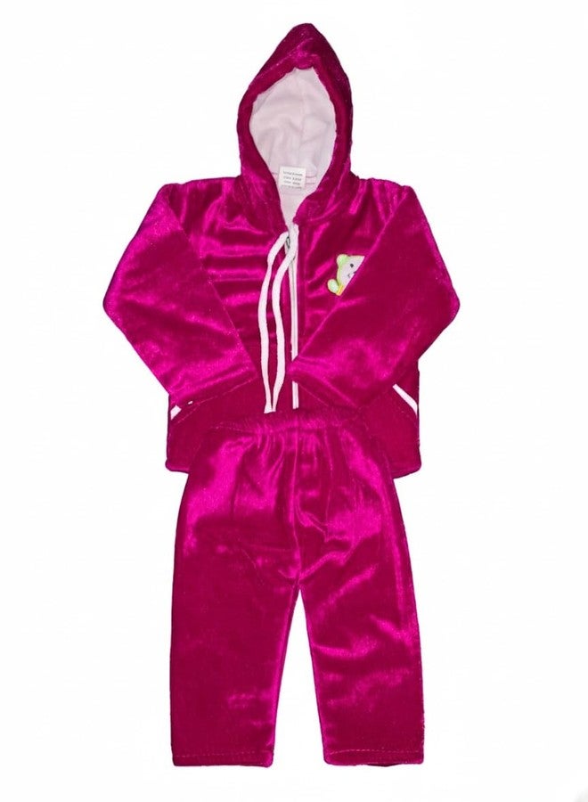 NPRC Pink Velour Hooded Tracksuit Set 2-Piece Plus Jogger And Zip-Up Hoodie For Babies (1-2 Years) - Image 1