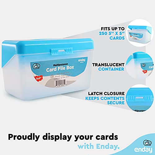 Enday Index Card Holder Blue, 3x5 Note Flash Card Organizer Case, Index Card File w/flip top, Notecard Recipe, Holder, Holds 250 Cards, Also Available in Purple, Red, Green, Grey, Pink (1 PC) - Image 3