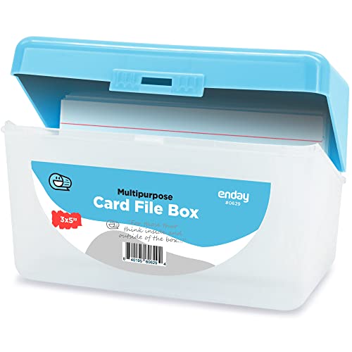 Enday Index Card Holder Blue, 3x5 Note Flash Card Organizer Case, Index Card File w/flip top, Notecard Recipe, Holder, Holds 250 Cards, Also Available in Purple, Red, Green, Grey, Pink (1 PC) - Image 1