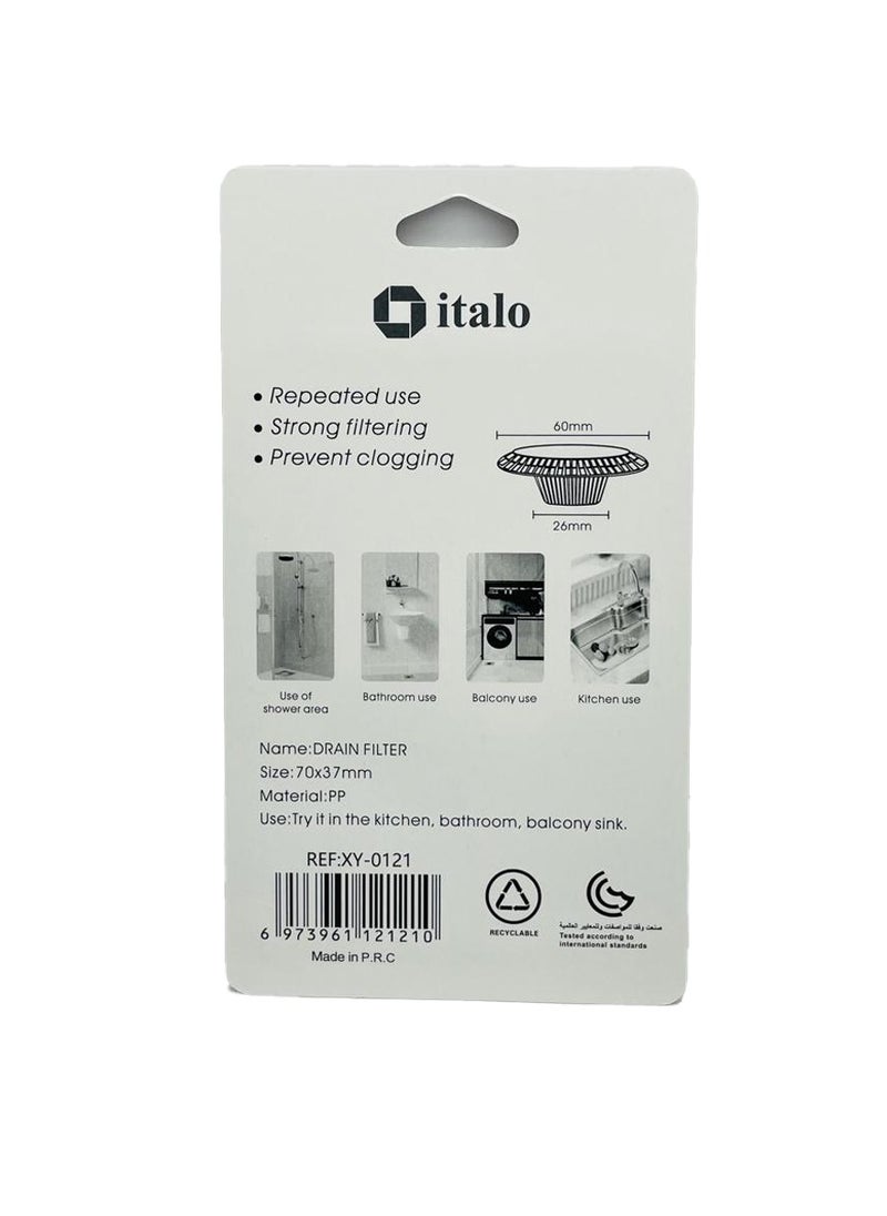 ITALO - Pack Of 2 Pcs Multipurpose Kitchen SinkShroom Revolutionary Clog-Free Sink Strainer Drain Filter 60X26MM - Image 1
