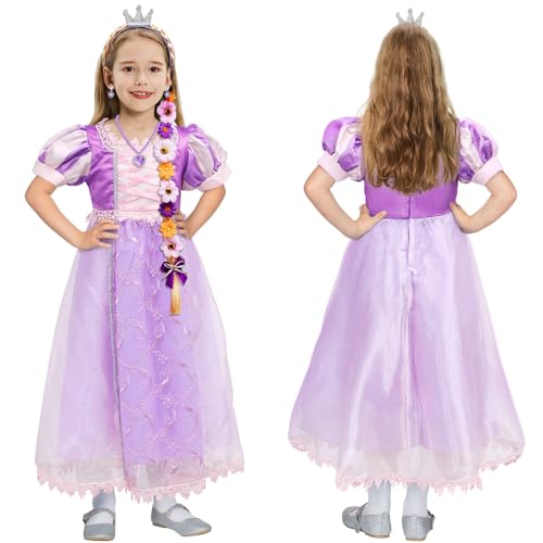 G.C GC Girls Princess Dress Costume with Wig Toddler Princess Dress Up Clothes Kids Crown Wand Halloween Cosplay Birthday Gifts - Image 5