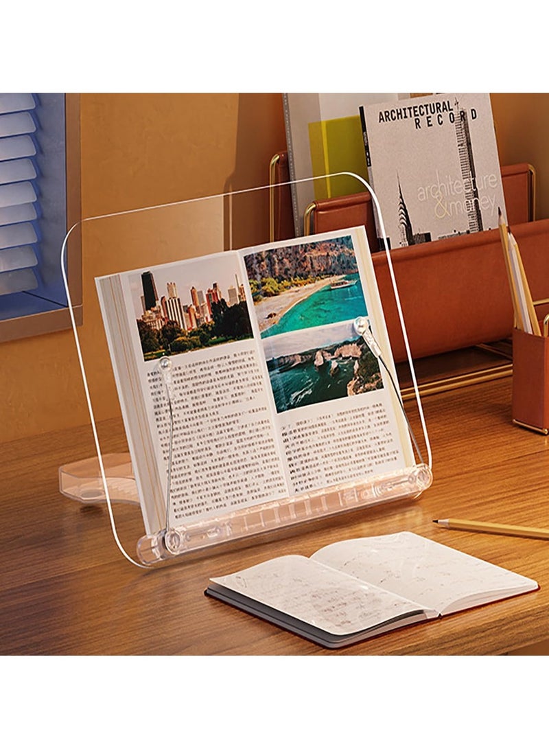 general Clear Acrylic Bookshelf, Large Cookbook Shelf Reading Bookshelf, Height Adjustable 13 Inch, Foldable Desktop Cookbook Shelf for Textbooks, Recipes, Music Books, iPad Edition - Image 1