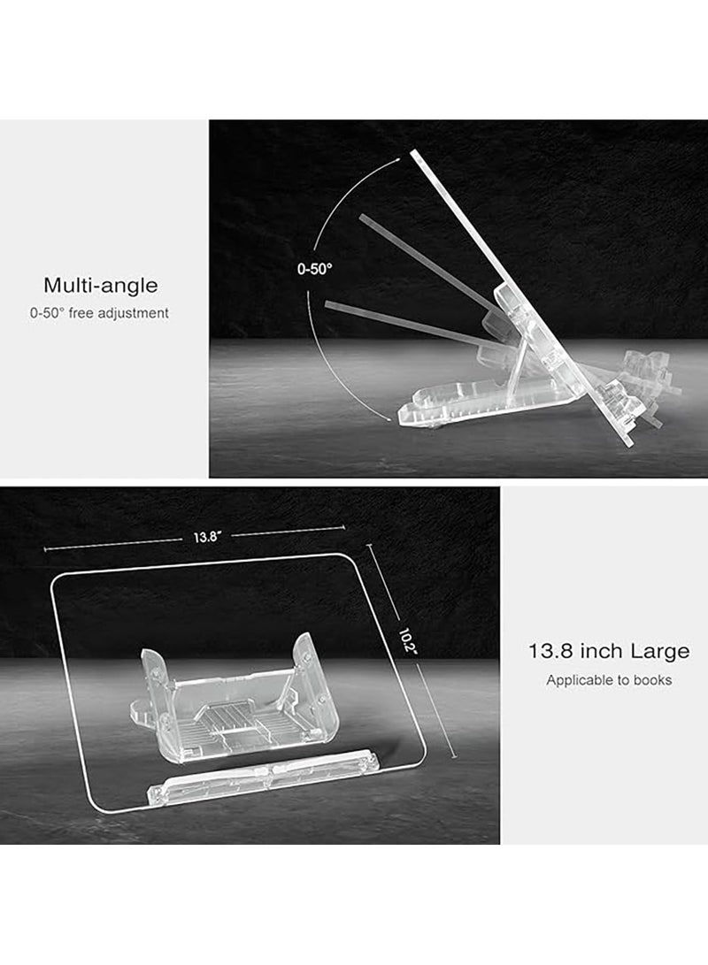 general Clear Acrylic Bookshelf, Large Cookbook Shelf Reading Bookshelf, Height Adjustable 13 Inch, Foldable Desktop Cookbook Shelf for Textbooks, Recipes, Music Books, iPad Edition - Image 4