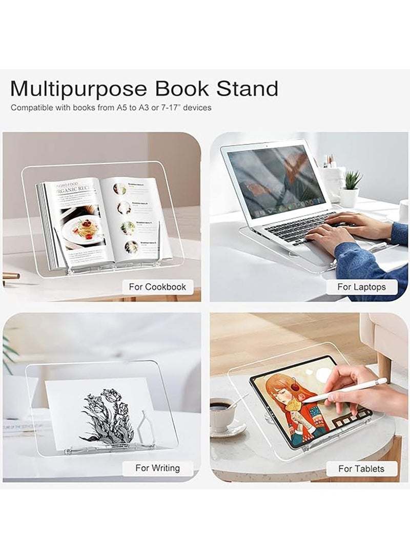 general Clear Acrylic Bookshelf, Large Cookbook Shelf Reading Bookshelf, Height Adjustable 13 Inch, Foldable Desktop Cookbook Shelf for Textbooks, Recipes, Music Books, iPad Edition - Image 5