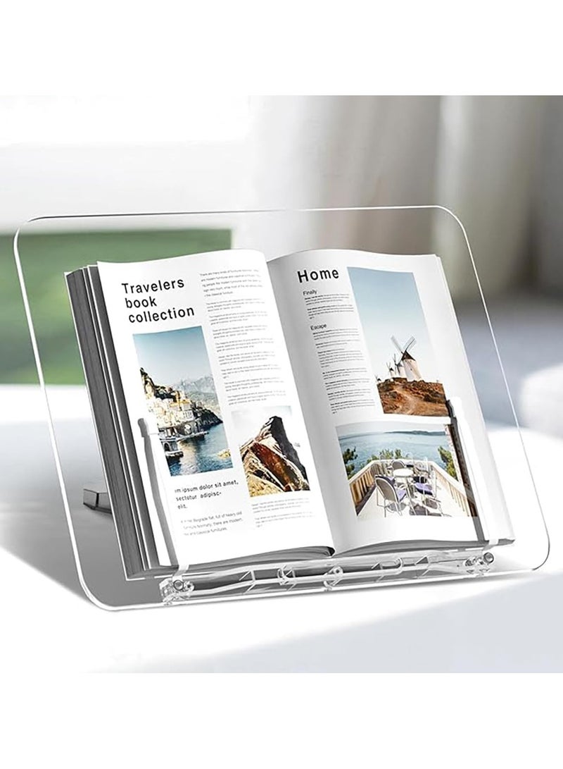 general Clear Acrylic Bookshelf, Large Cookbook Shelf Reading Bookshelf, Height Adjustable 13 Inch, Foldable Desktop Cookbook Shelf for Textbooks, Recipes, Music Books, iPad Edition - Image 2