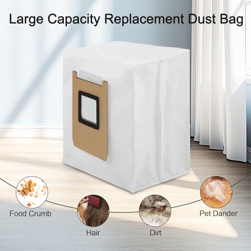 CRIDENG 10pcs Dust Bags For Eufy E28 Omni / E25 Omni Robot Vacuum Accessories, 4-Layer Tear-Resistant Non-woven Fabrics, 3L Large Capacity Dust Collector, Auto Empty Station Bags - Image 4