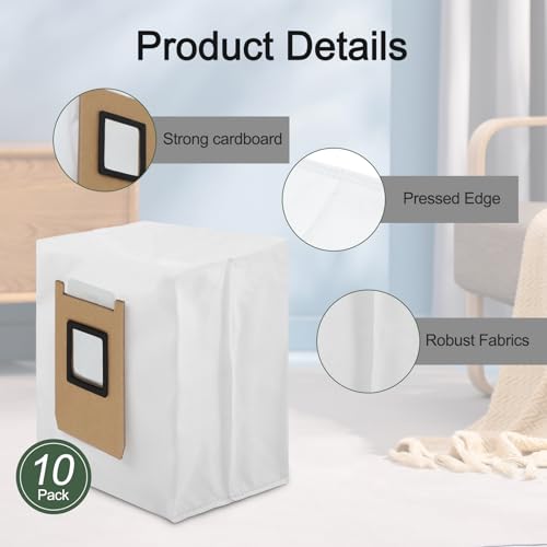 CRIDENG 10pcs Dust Bags For Eufy E28 Omni / E25 Omni Robot Vacuum Accessories, 4-Layer Tear-Resistant Non-woven Fabrics, 3L Large Capacity Dust Collector, Auto Empty Station Bags - Image 3