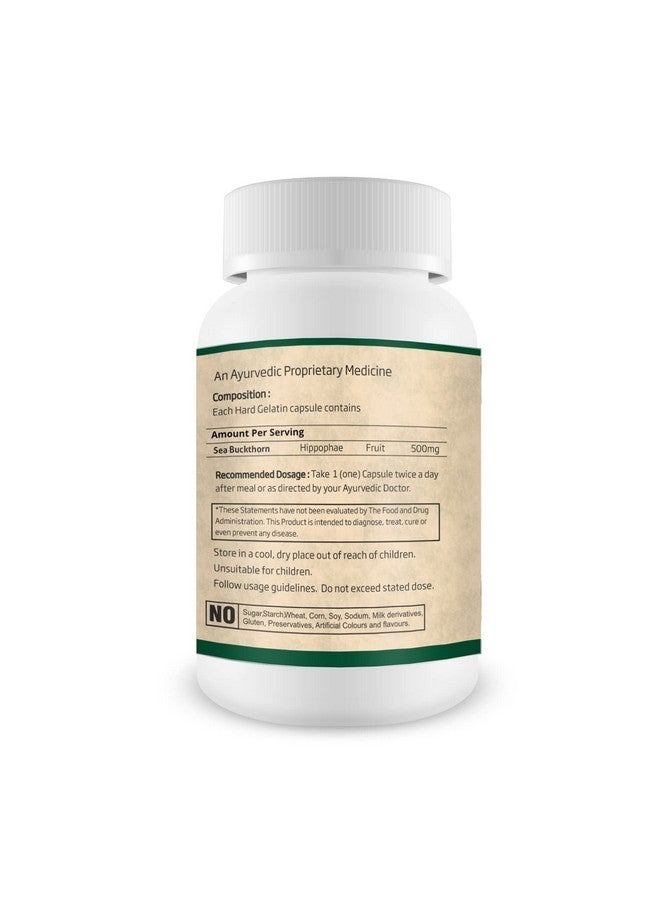 Sea Buckthorn Berry 500 Mg Extract Antioxidant Supplement & Immunity Booster (60 Capsules, 500Mg, Pack Of 3) Natural Source Of Vitamin A, B, C, E, K, Omega 3, 6, 7, 9