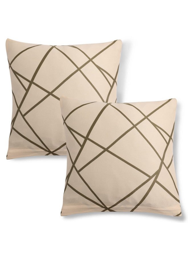 HOKIPO غطاء وسادة قابل للتمدد لكنبة 16x16 عبوة من 2، خط تجريدي بيج (AR-4098-D23*2)، 40x 0.1 سم - Image 1