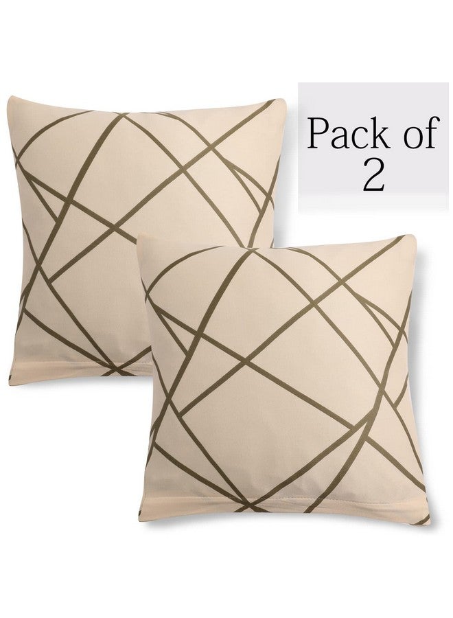 HOKIPO غطاء وسادة قابل للتمدد لكنبة 16x16 عبوة من 2، خط تجريدي بيج (AR-4098-D23*2)، 40x 0.1 سم - Image 4