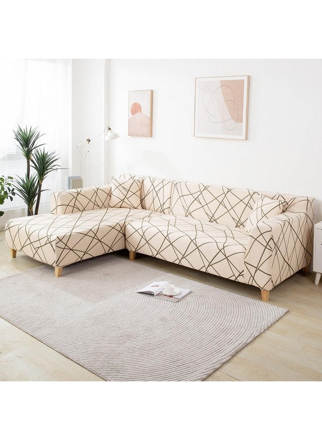 HOKIPO غطاء وسادة قابل للتمدد لكنبة 16x16 عبوة من 2، خط تجريدي بيج (AR-4098-D23*2)، 40x 0.1 سم - Image 5