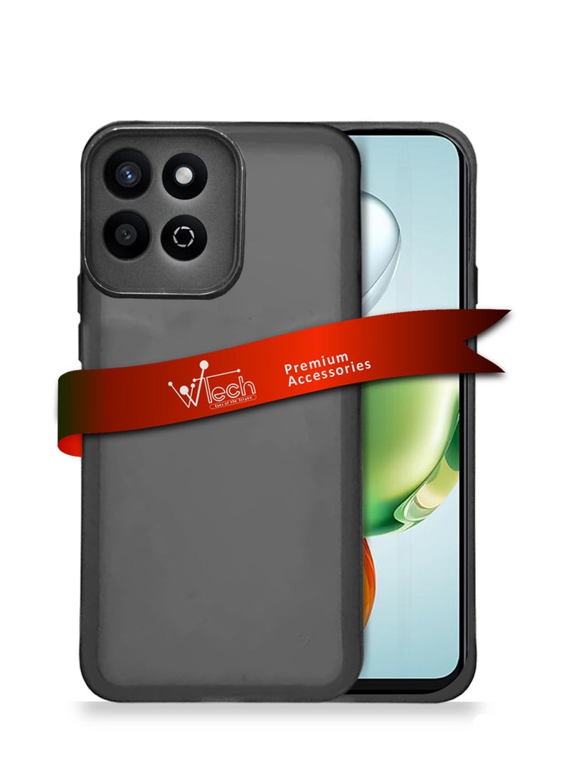 دبليو تيك هونر X7c 4G 2024 هاتف ناعم شفاف TPU سيليكون نحيف للغاية غطاء خلفي أنيق مطلي بالكهرباء للكاميرا - أسود - Image 1