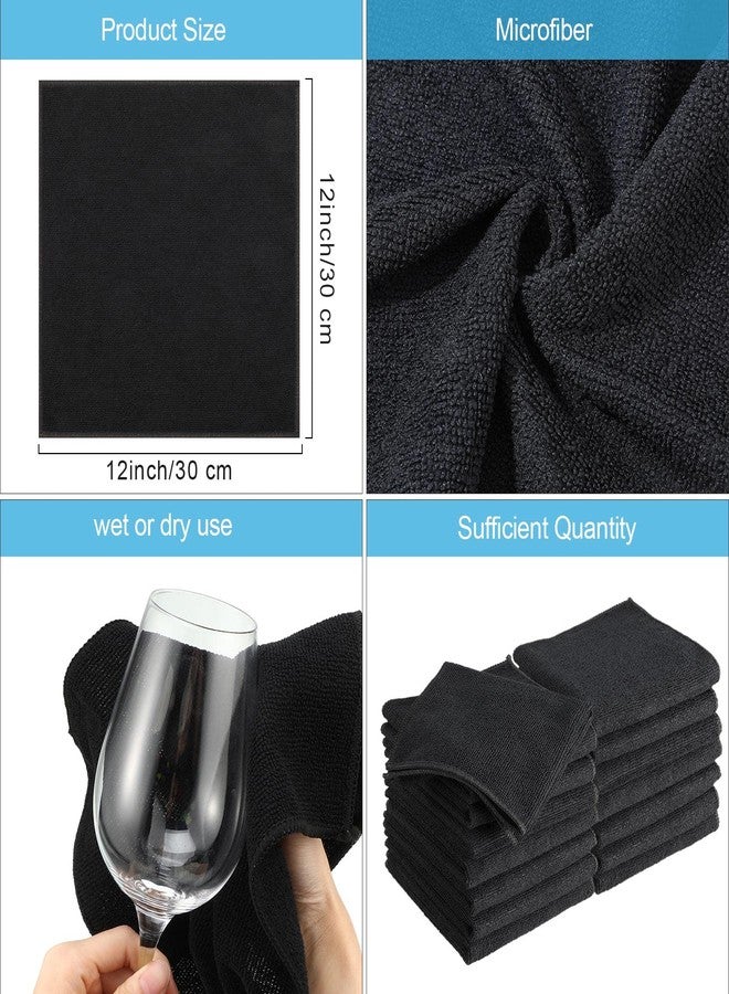 Tenare 100 Pack 12'' x 12'' Microfiber Cleaning Cloths Reusable Cleaning Rags Bulk Microfiber Towels Softer Highly Absorbent Washcloths for House Kitchen Car Window(Black) - Image 2