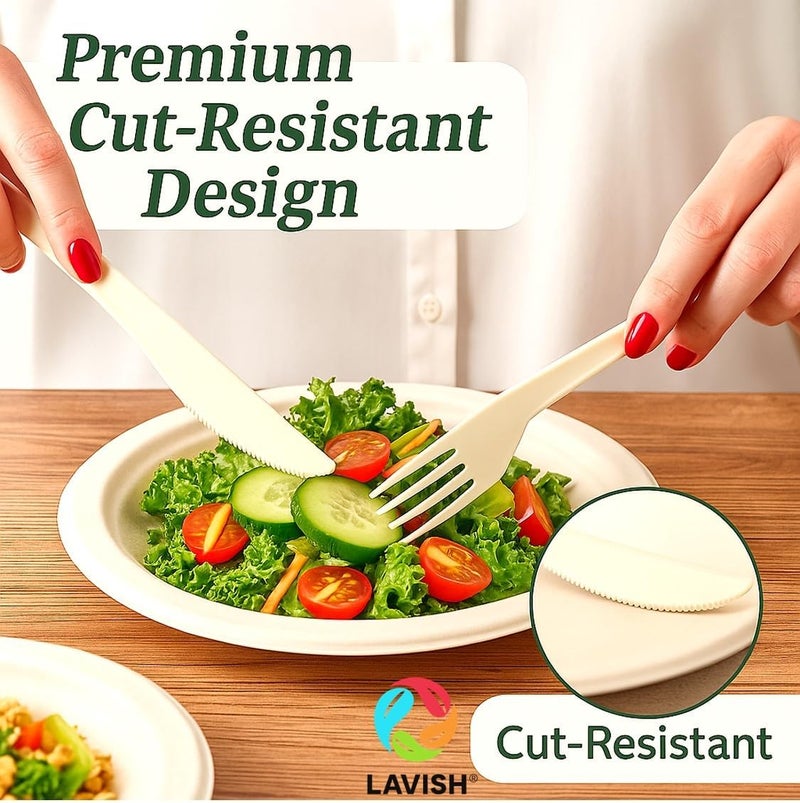 Lavish Sugarcane Bagasse Plates 7 Inch-25 Pack | Compostable, Biodegradable & BPA-Free Eco Tableware for Meals, Snacks & Salads - Image 2
