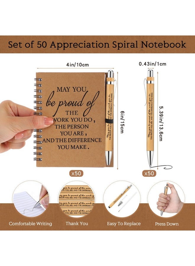Honoson 50 Sets Employee Appreciation Gifts, Employee Appreciation Notebook With Ballpoint Pen Mini Spiral Inspiration Notebook Thank You Bulk Christmas Gift For Employee Coworker Teacher, Brown  - Image 2