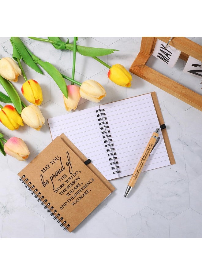 Honoson 50 Sets Employee Appreciation Gifts, Employee Appreciation Notebook With Ballpoint Pen Mini Spiral Inspiration Notebook Thank You Bulk Christmas Gift For Employee Coworker Teacher, Brown  - Image 4