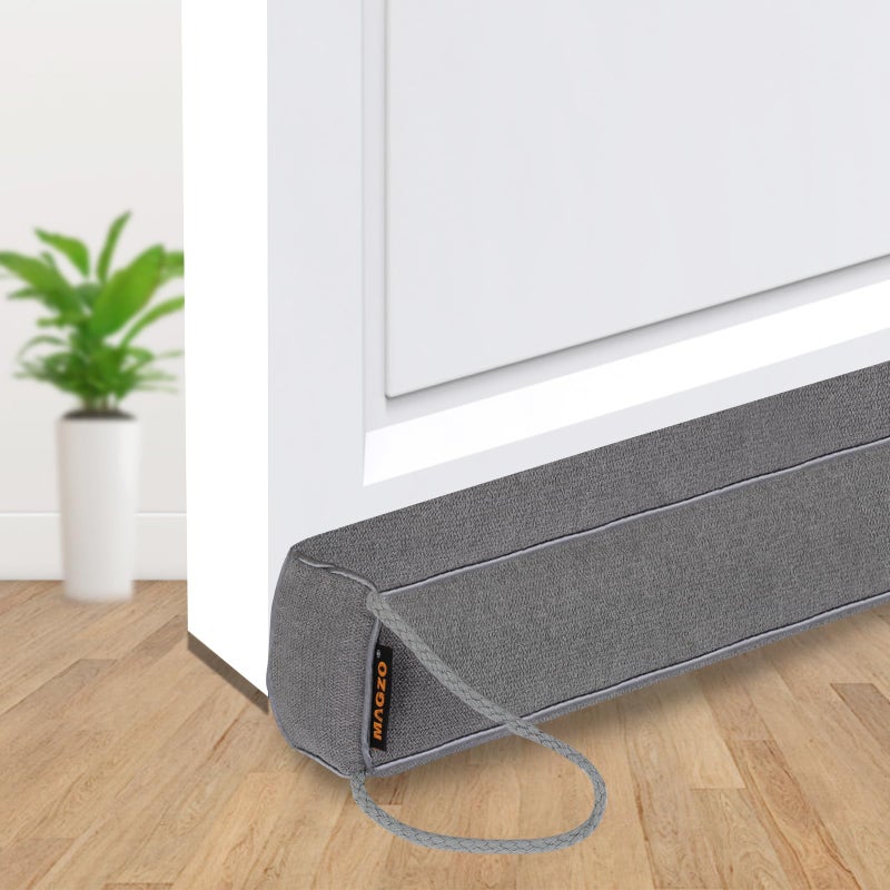 MAGZO Door Draft Stopper 36 Inches Weighted Rectangle Door Snake for Winter Noise Blocker with Hook LoopsGray