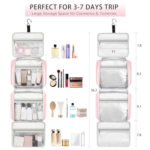 Bosidu Hanging Travel Toiletry Bag for Women, Portable Toiletry Bag for Travel Size Essentials, Water-resistant Large Travel Makeup Bag with Hook for Toiletries, Cosmetics, Travel Accessories - Image 5