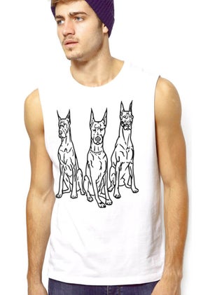 Rock&Roll Doberman Trio White Cut Sleeve / Sleeveless Men's T-Shirt  - Image 1