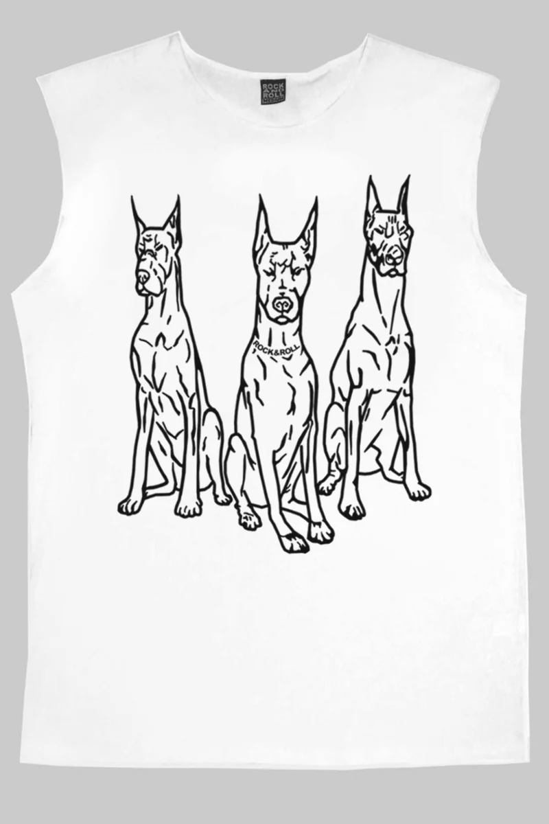روك اند رول Doberman Trio White Cut Sleeve / Sleeveless Men's T-Shirt