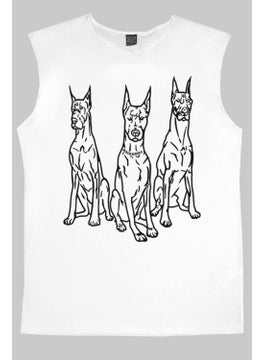 Rock&Roll Doberman Trio White Cut Sleeve / Sleeveless Men's T-Shirt  - Image 3