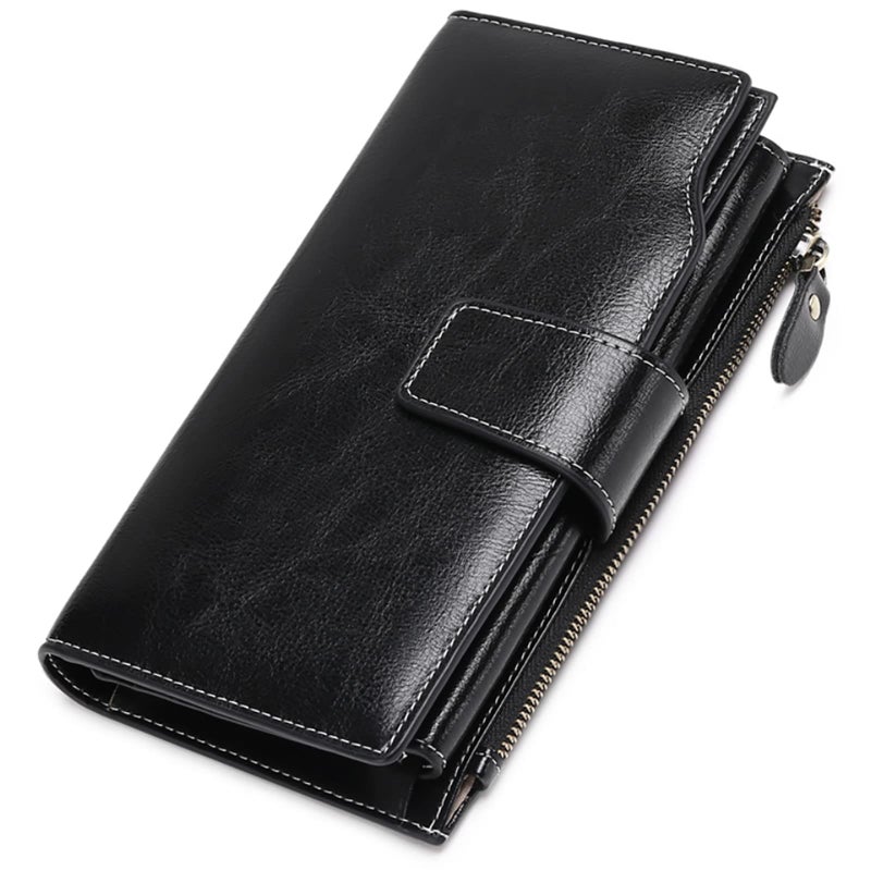SENDEFN Women Leather Wallets RFID Blocking Clutch Card Holder Ladies Purse with Zipper Pocket - Image 1