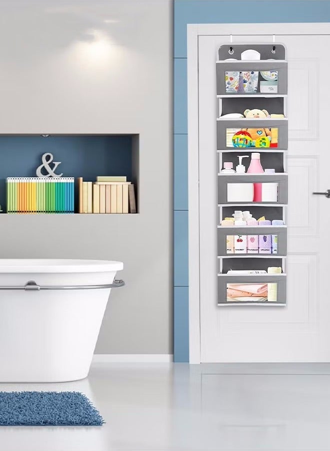 DOOKOO Over Door Storage Organizer,Large Pockets Hanging Organizer,Heavy Duty Closet Organizer Cabinet Storage Bag For Bedroom Bathroom,5 Layer Door Hanging Organizer For Cosmetics Toys Sundries,Grey - Image 3