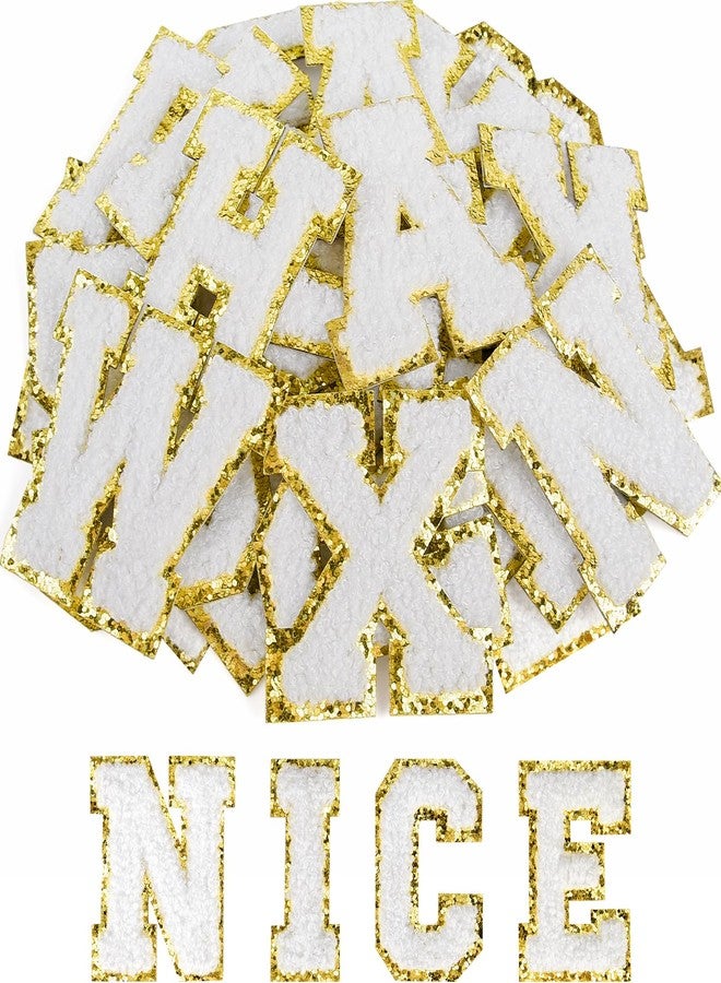 أستارون مجموعة أستارون المكونة من 26 قطعة من رقع الحروف ذاتية اللصق، ملصقات حروف من الشنيل، رقع مطرزة من AZ، رقع حروف أبجدية قماشية للملابس والحقائب والقبعات وحافظات الهواتف وإكسسوارات الأعمال اليدوية (أبيض) - Image 1