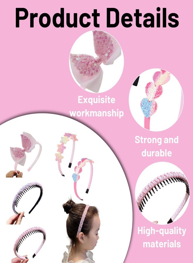 Aeenioy 6 Pack Pink Hair Bands for Girls, Women, and Kids, Fashionable Hair Accessories for Daily, Parties, Weddings, and Sports, Soft and Elastic Hairbands for All Occasions - Image 3