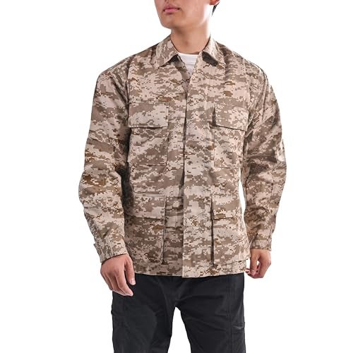 BACKBONE Mens Army Military Battle Dress Uniform BDU Shirt Camo Top Jacket (Desert Digital Camo,Size L) - Image 2