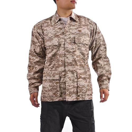 BACKBONE Mens Army Military Battle Dress Uniform BDU Shirt Camo Top Jacket (Desert Digital Camo,Size L) - Image 3