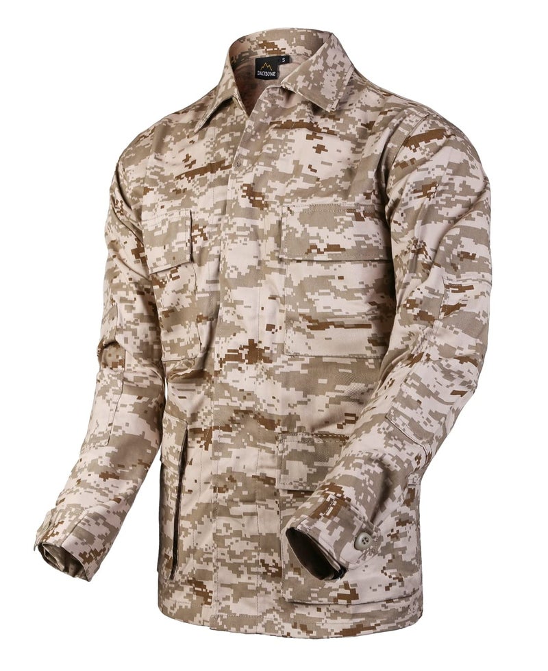 BACKBONE Mens Army Military Battle Dress Uniform BDU Shirt Camo Top Jacket (Desert Digital Camo,Size L) - Image 5
