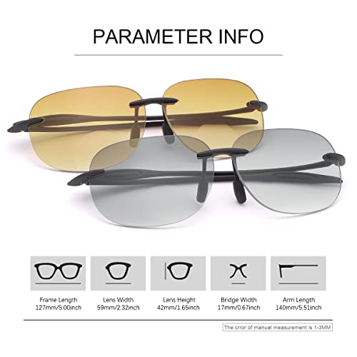 MIRYEA 2 Pairs Rimless Bifocal Reading Sunglasses UV400 Protection Sports Outdoor Unisex Sun Readers Blue Light Blocking Glasses for Men and Women Driving Safety Eyeglasses Tinted Lens Shades Eyewear 1.5 - Image 3